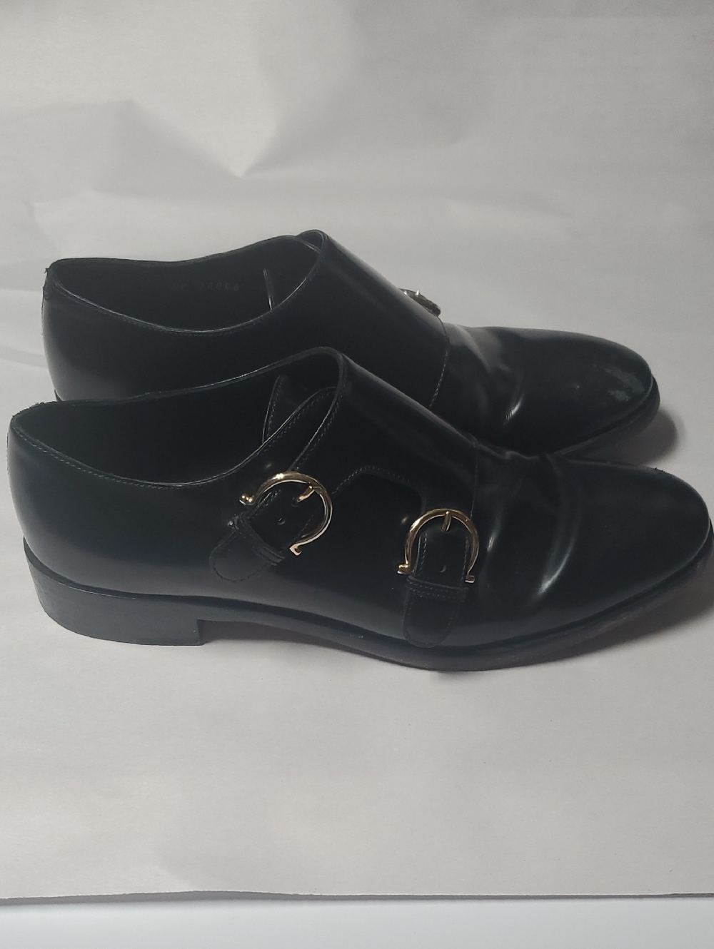Ferragamo Claude Black Double Monk Strap Leather Dress Shoes Size 9 Women
